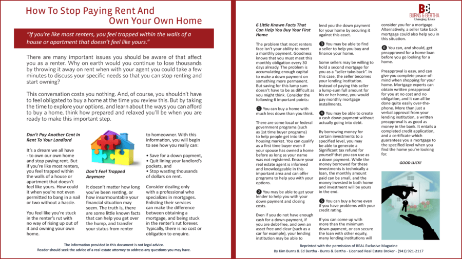 Don't rent Own a home